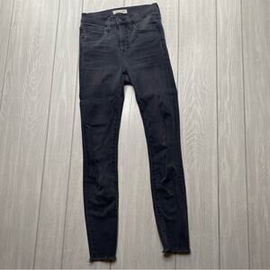 Madewell Women's Denim Gray Stretchy Raw Hem 9 Inch Midrise Skinny Jeans Size 25